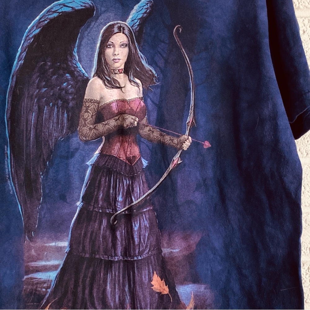 The Mountain Dark Cupid Angel Archer Fantasy T-Shirt Purple Tie Dye Medium Goth - Picture 3 of 8